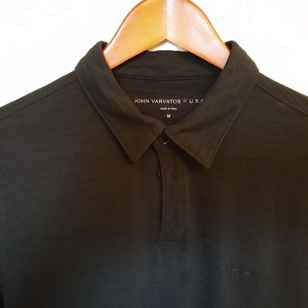 Men's John Varvatos Star USA Black Short Sleeve Polo Shirt - MED
